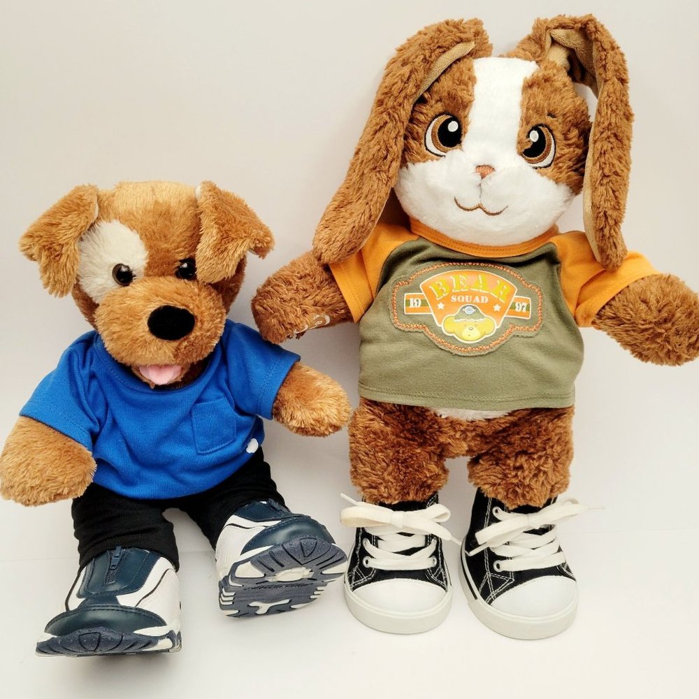Build a Bear Brown Dog & Brown Bunny Rabbit Stuffed Animal Lot Of 2 Plush Pets